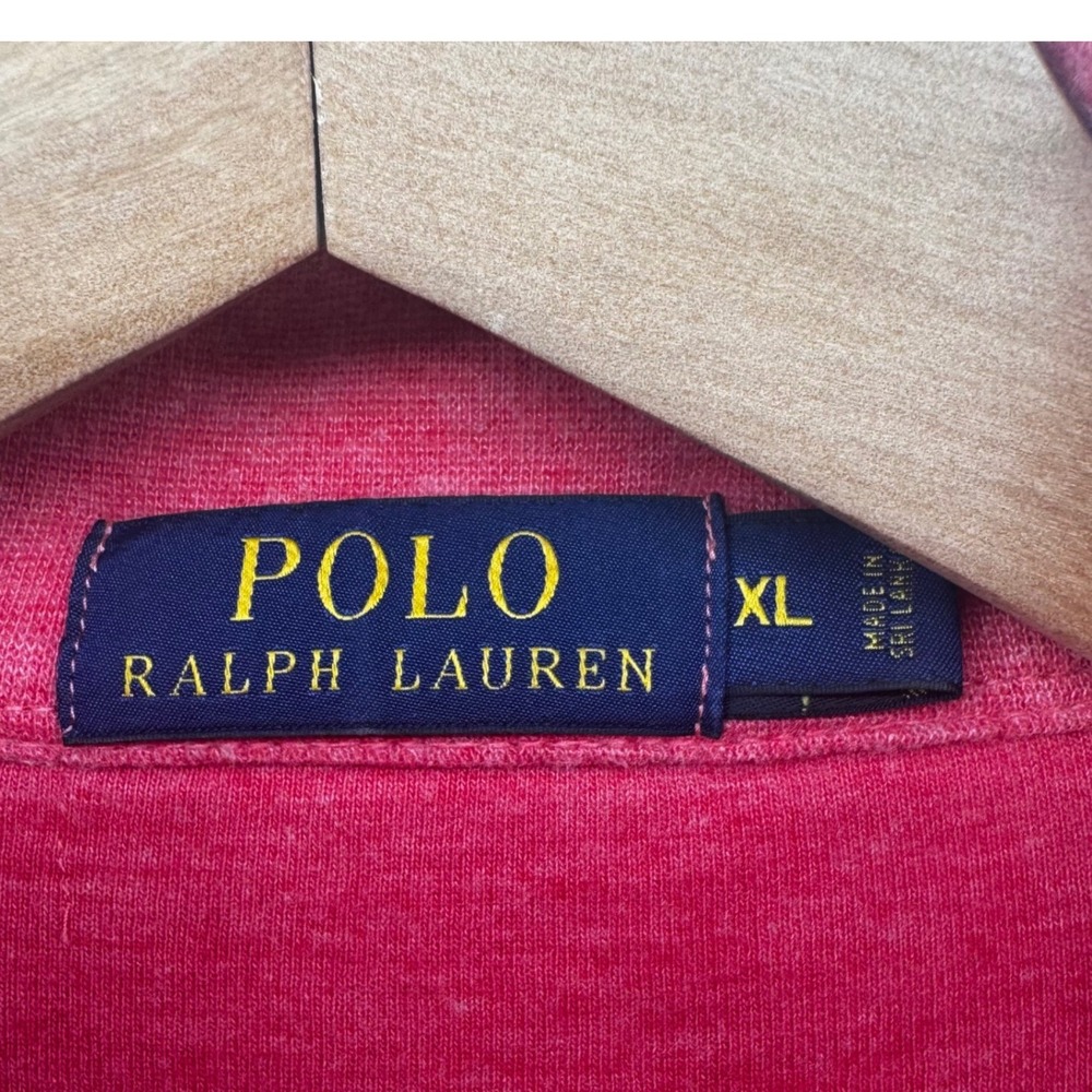 Polo Ralph Lauren Mens XL Red Heather Quarter Zip Pullover Cotton Blend Sweater - Picture 5 of 11